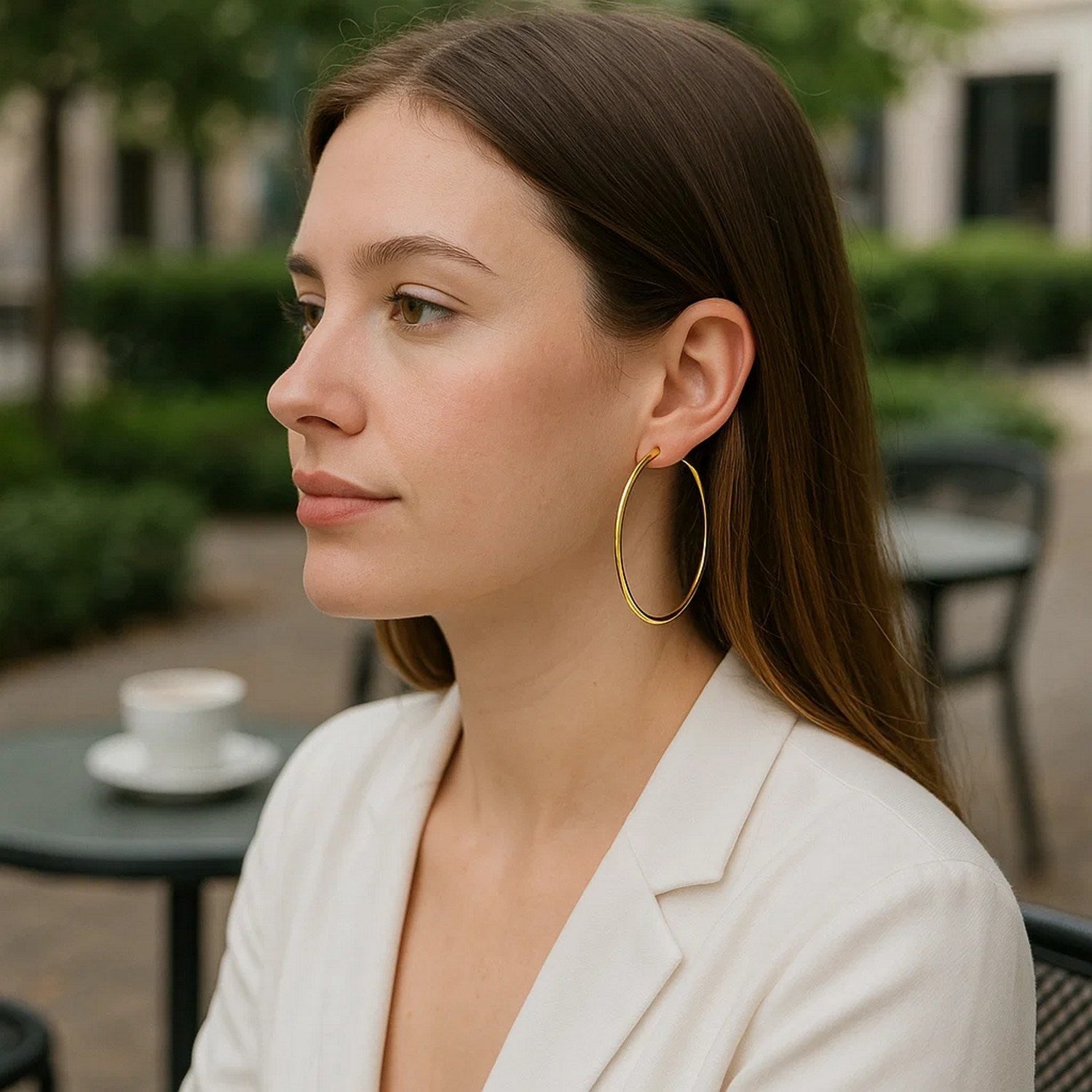 14k Yellow Gold Polished Large Round Hoop Earrings(2x60mm)
