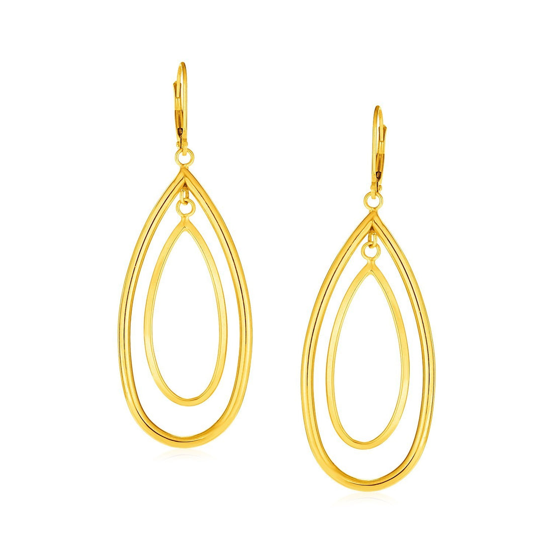 14k Yellow Gold Earrings with Teardrop Dangles for Women | Yene Store 