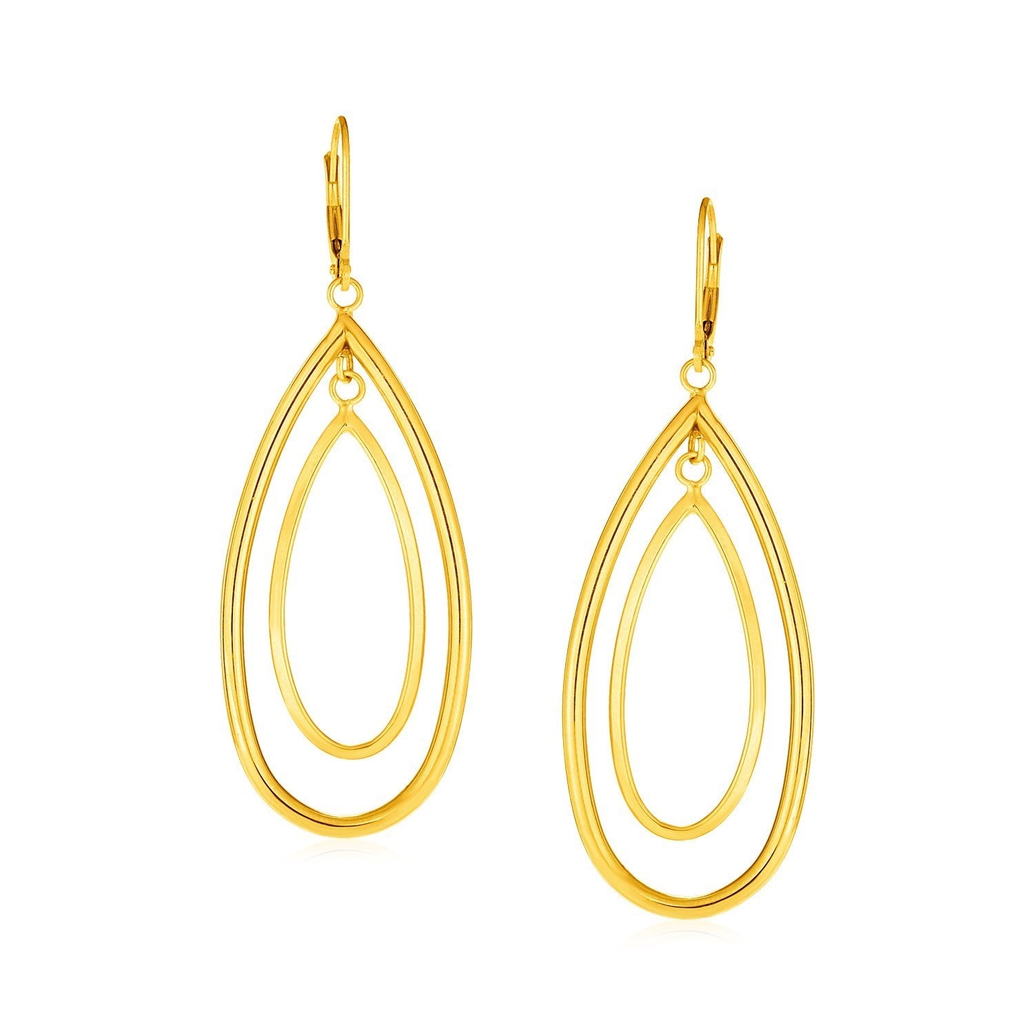 14k Yellow Gold Earrings with Teardrop Dangles for Women | Yene Store 