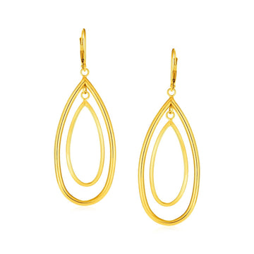 14k Yellow Gold Earrings with Teardrop Dangles for Women | Yene Store 