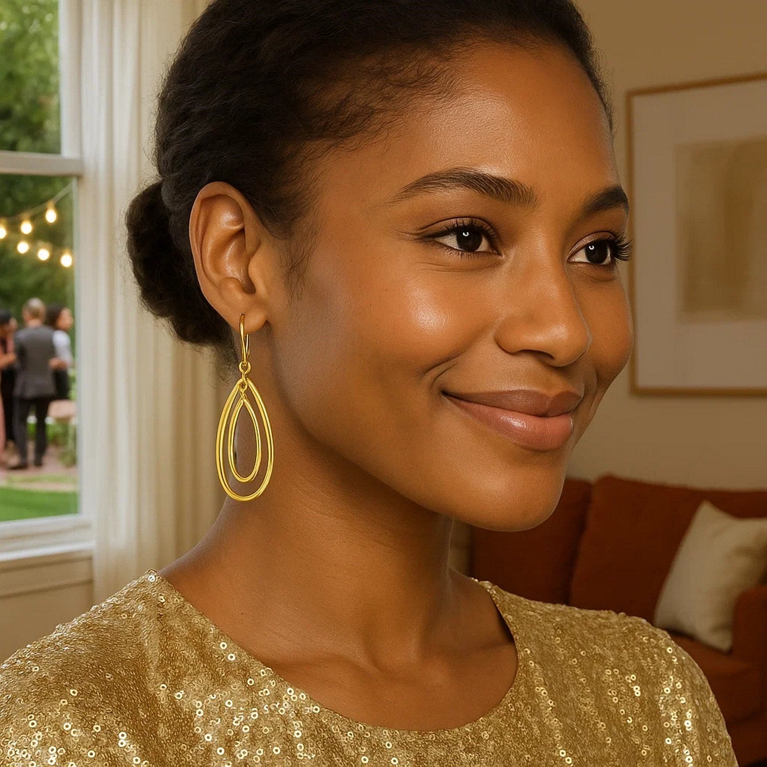 14k Yellow Gold Earrings with Teardrop Dangles for Women | Yene Store