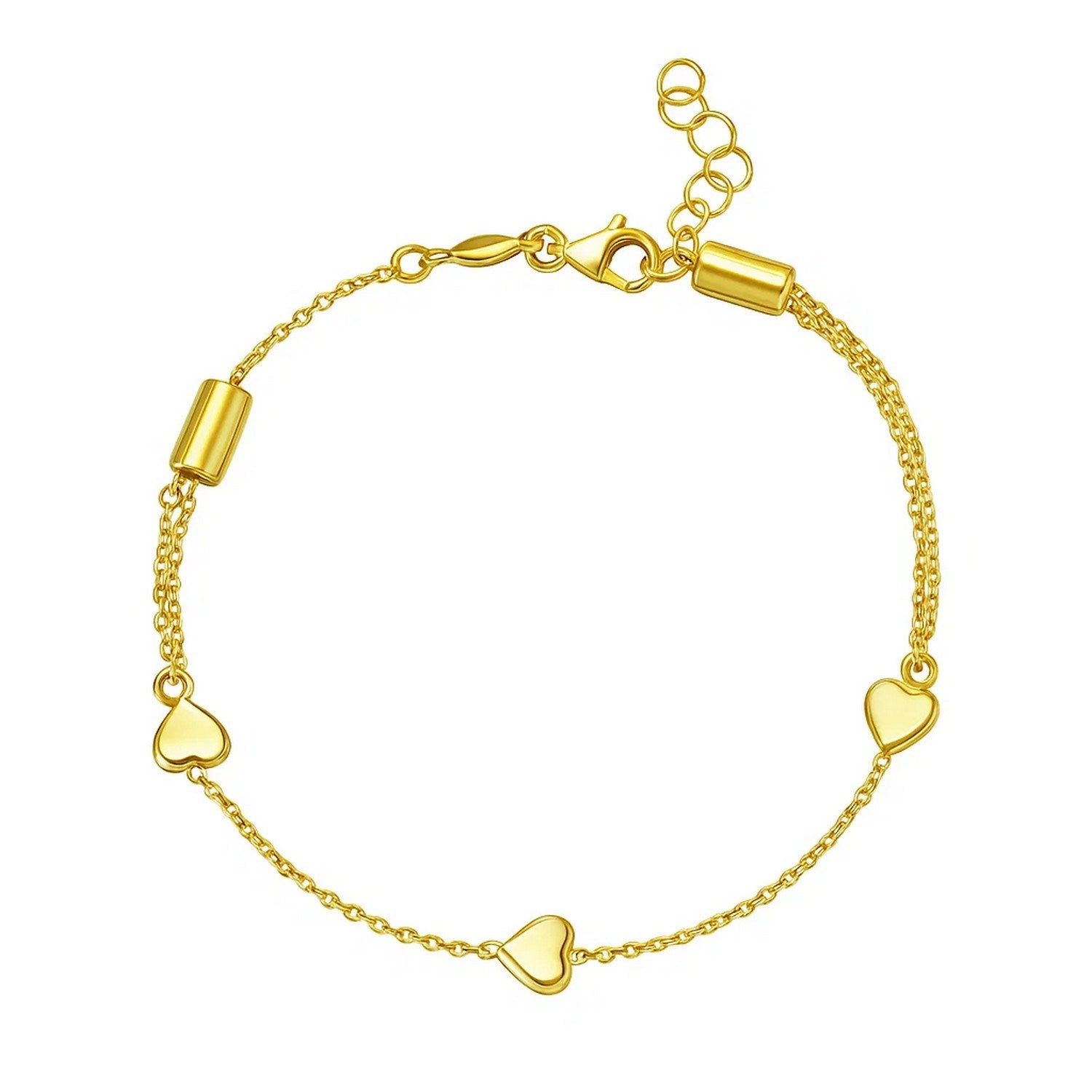 14K Yellow Gold Adjustable Heart Link Bracelet