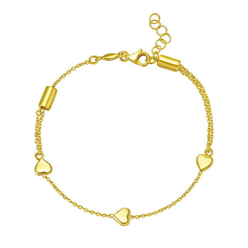 14K Yellow Gold Adjustable Heart Link Bracelet