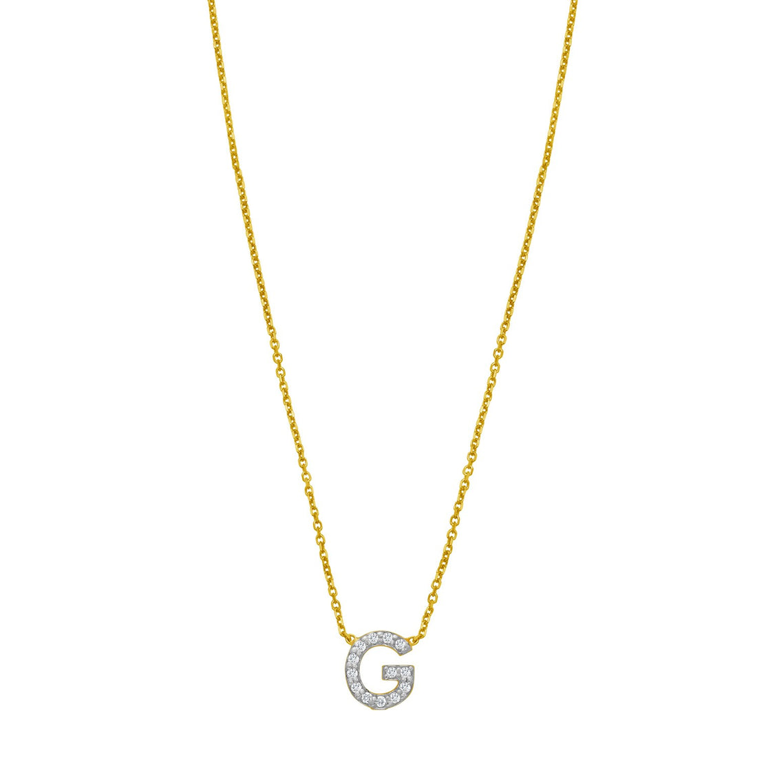 14K Yellow Gold Mini Diamond G Initial Pendant Necklace for Women | Yene store