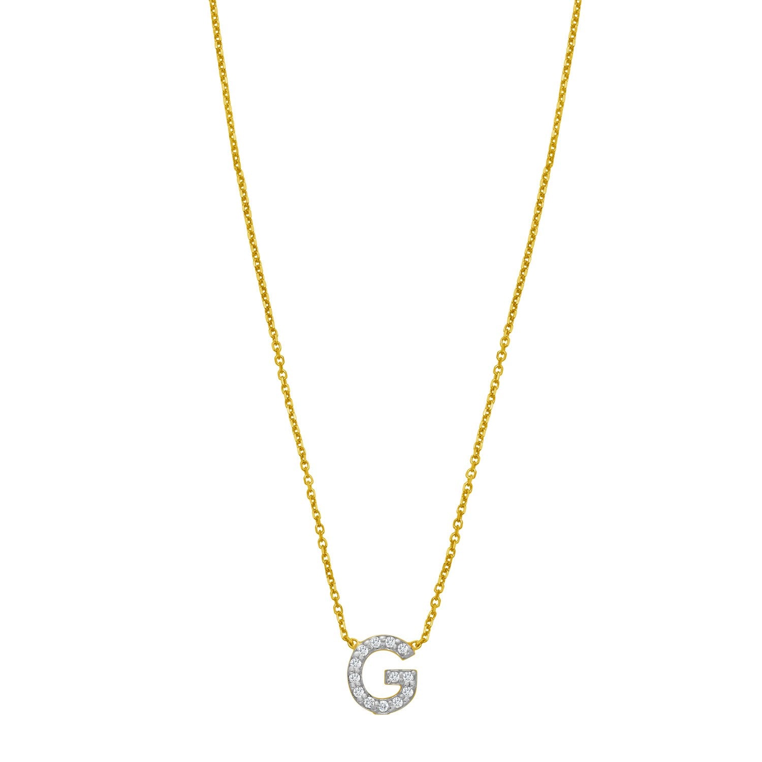 14K Yellow Gold Mini Diamond G Initial Pendant Necklace for Women | Yene store