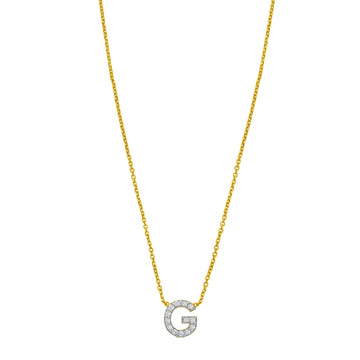 14K Yellow Gold Mini Diamond G Initial Pendant Necklace for Women | Yene store