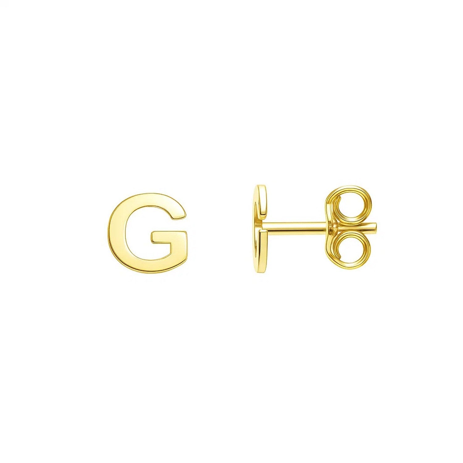 14K Yellow Gold Yours Truly Initial G Stud Earrings for women | Yene Store