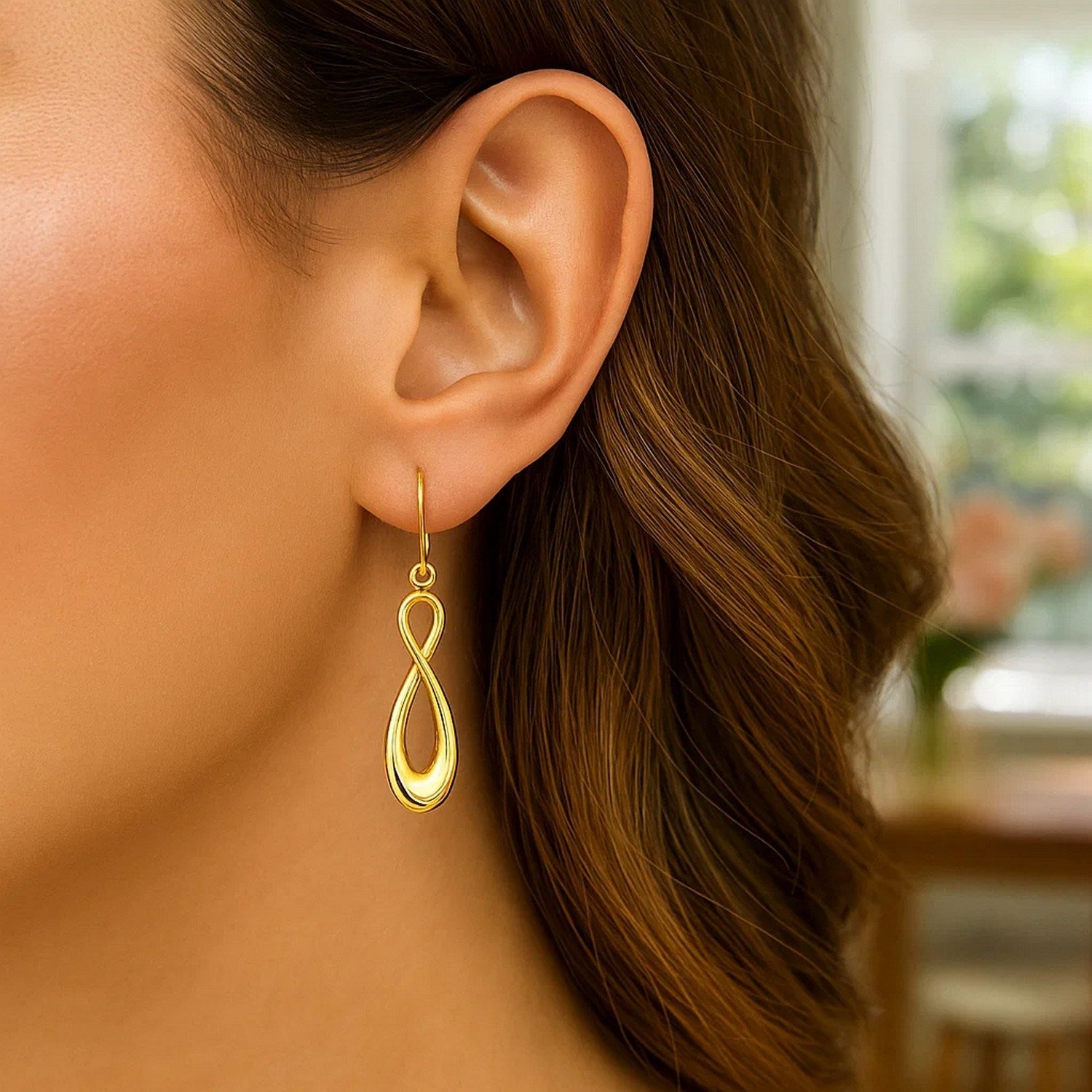 14k Yellow Gold Polished Earrings in Infinity Design for Women | Yene Store