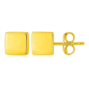 14k Yellow Gold Polished Cube Post Earrings for Women | Yene Store
