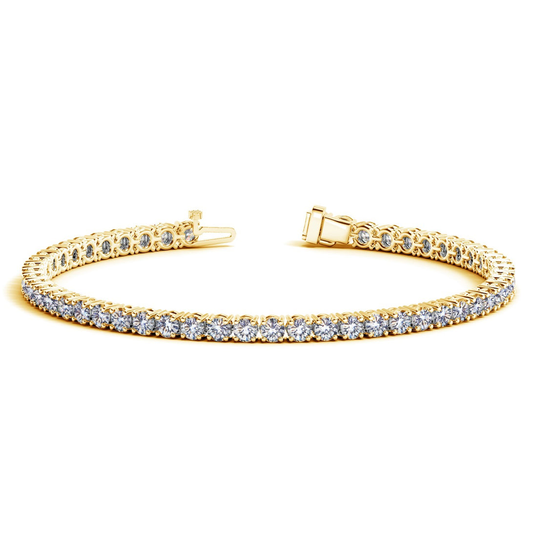 Lab Grown Round Diamond Tennis Bracelet in 14k Yellow Gold (6 cctw F/G VS2/SI1) for Women | Yenestore 