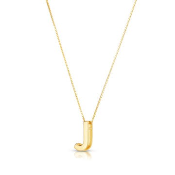 14K Yellow Gold Yours Truly Block Letter Initial J Necklace for Women | Yene Store