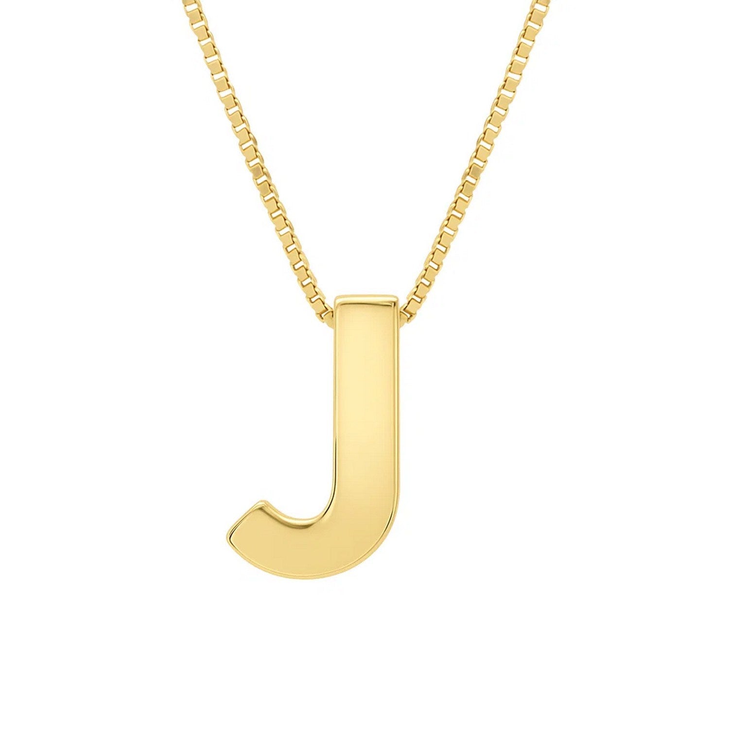 14K Yellow Gold Yours Truly Block Letter Initial J Necklace for Women | Yene Store