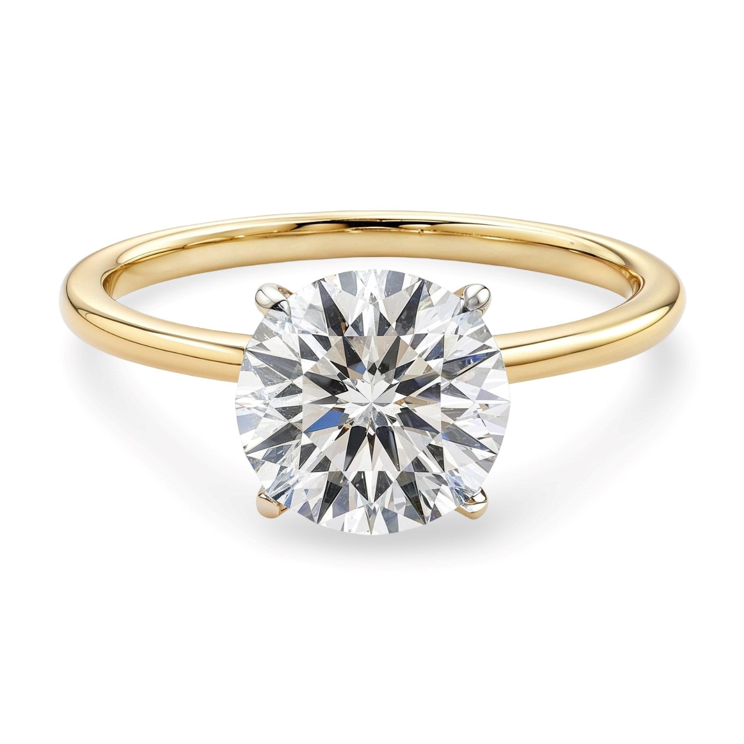1 1/2 Carat Round Lab Grown IGI G/VS1 Diamond Solitaire Ring in 14K Yellow Gold