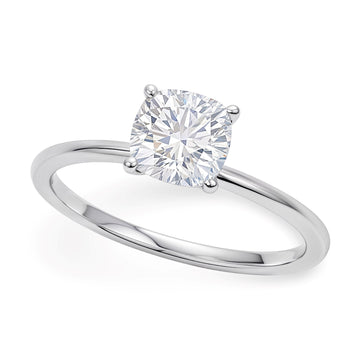 1 Carat Cushion Lab Grown IGI G/VS1 Diamond Solitaire Ring in 14K White Gold