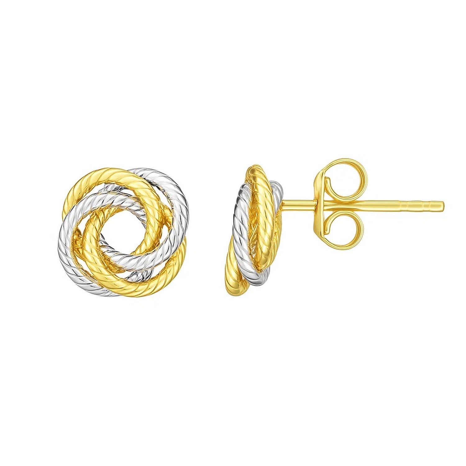 14k Two Tone Gold Love Knot Earrings for Women | Yene Store