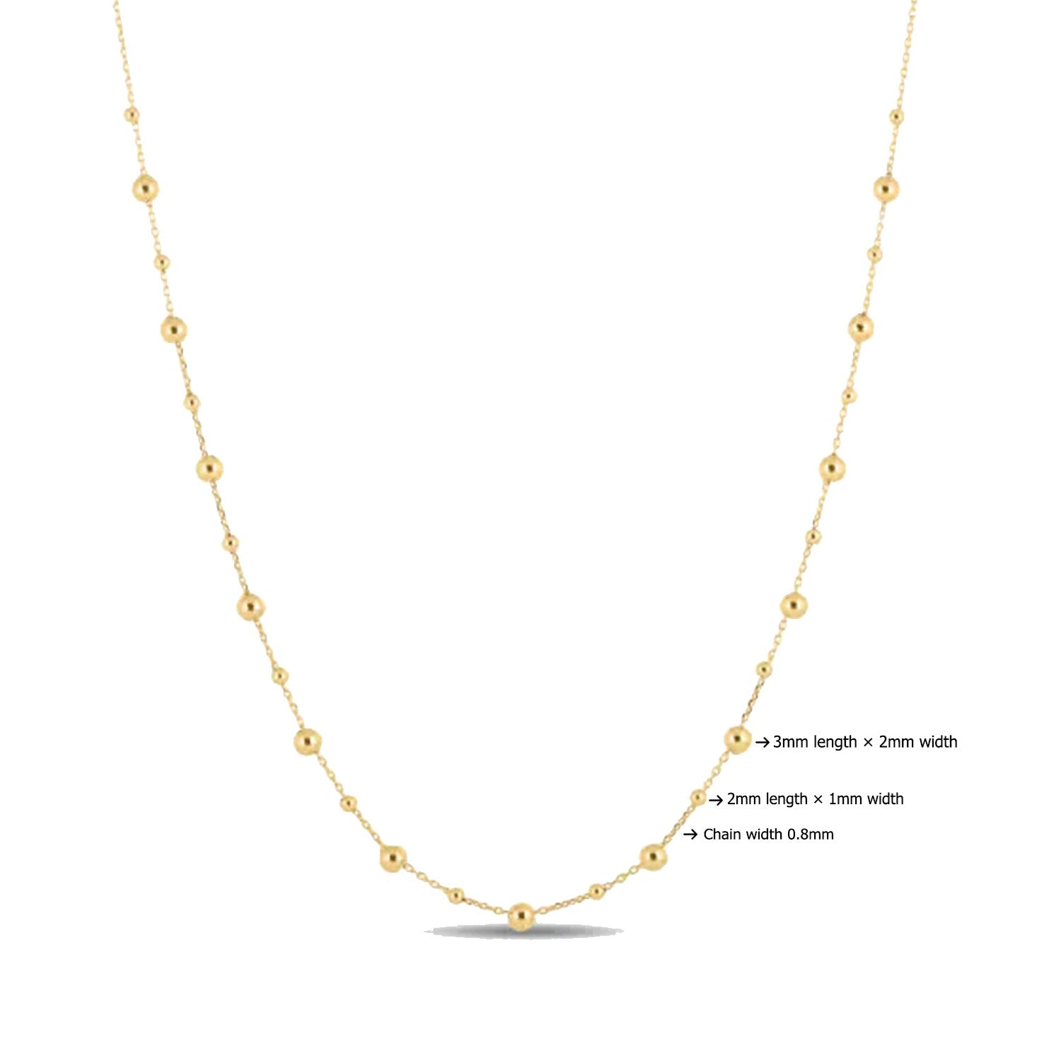 14k Yellow Gold Bead Necklace for Women | Yene Store