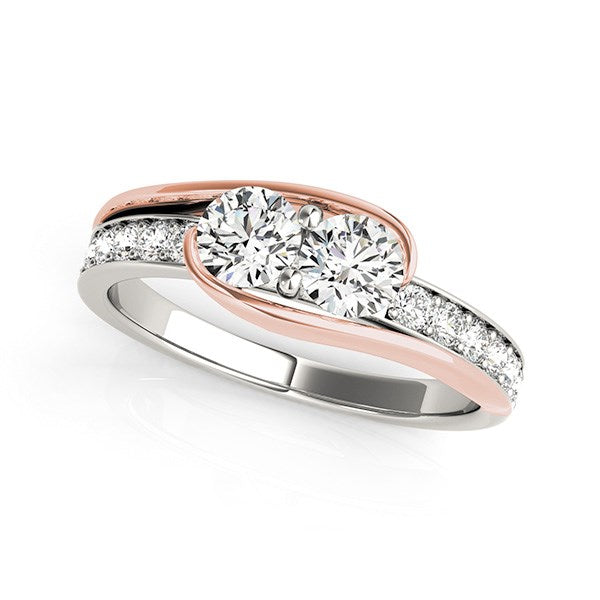 Two Stone Diamond Ring in 14k White And Rose Gold (3/4 cttw) for Women | Yenestore 