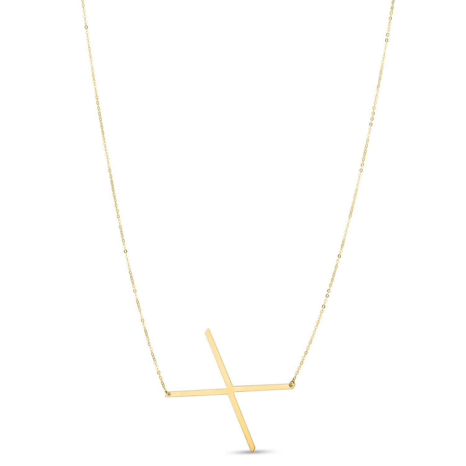 14K Yellow Gold Yours Truly Large Initial X Necklace for Women | Yene Store
