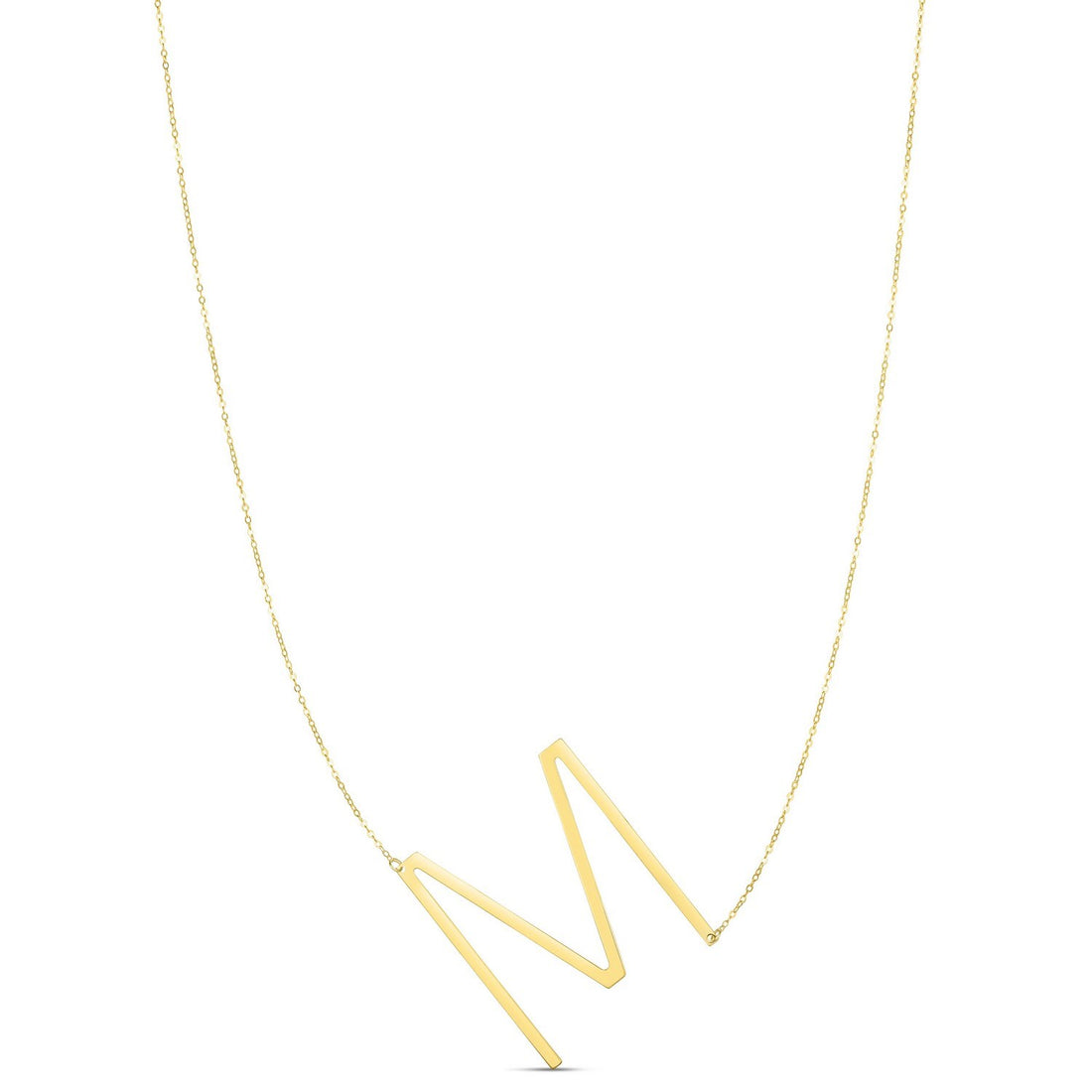 14K Yellow Gold Yours Truly Large Initial M Necklace for Women | Yene Store