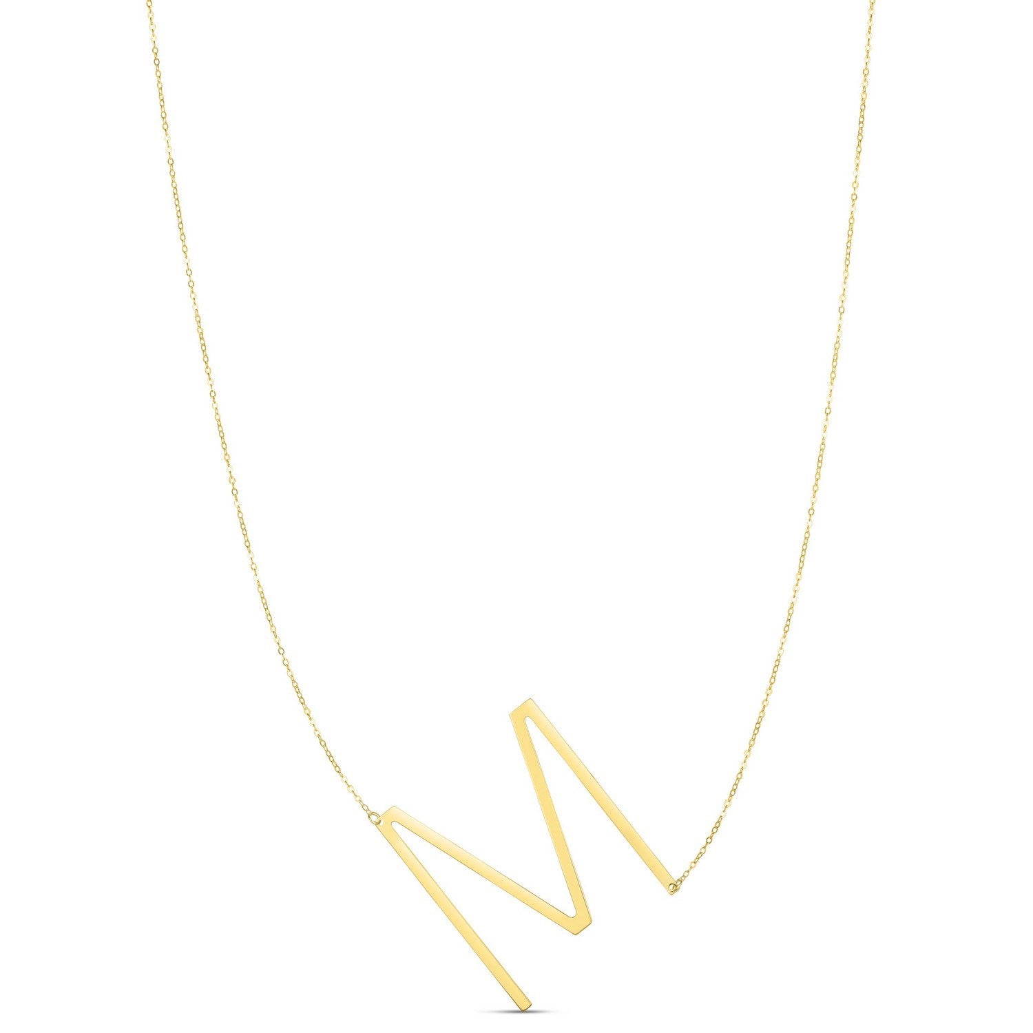 14K Yellow Gold Yours Truly Large Initial M Necklace for Women | Yene Store