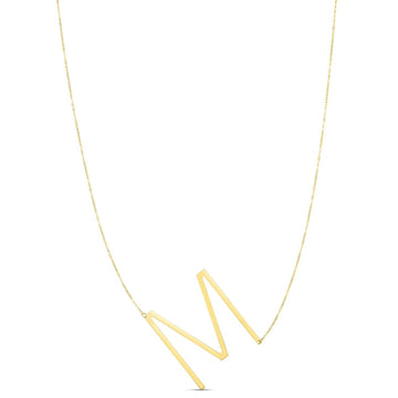 14K Yellow Gold Yours Truly Large Initial M Necklace for Women | Yene Store