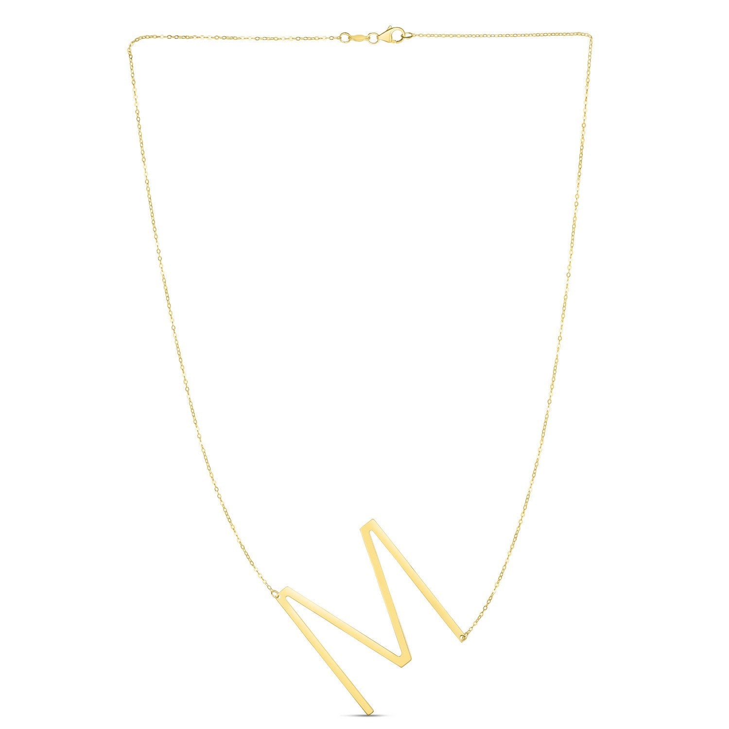 14K Yellow Gold Yours Truly Large Initial M Necklace for Women | Yene Store