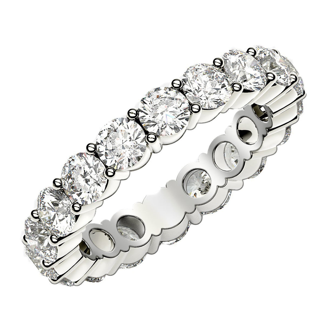 Round Cut Lab Grown Diamond Eternity Ring in 14k White Gold (2 cttw FG/VS2) for Women | Yenestore 
