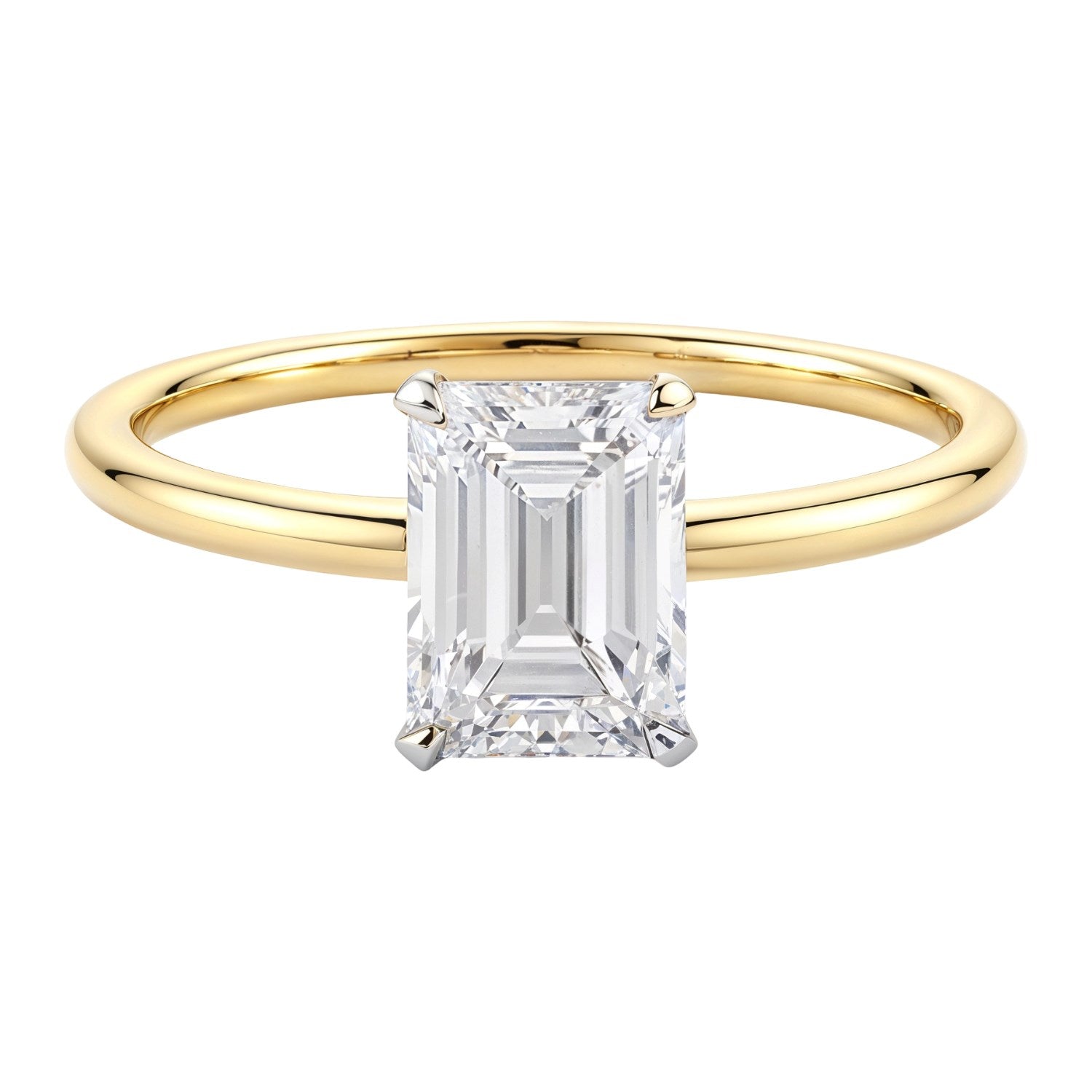 1.50Ct Emerald Lab Grown IGI G/VS1 Diamond Ring in 14K Yellow Gold