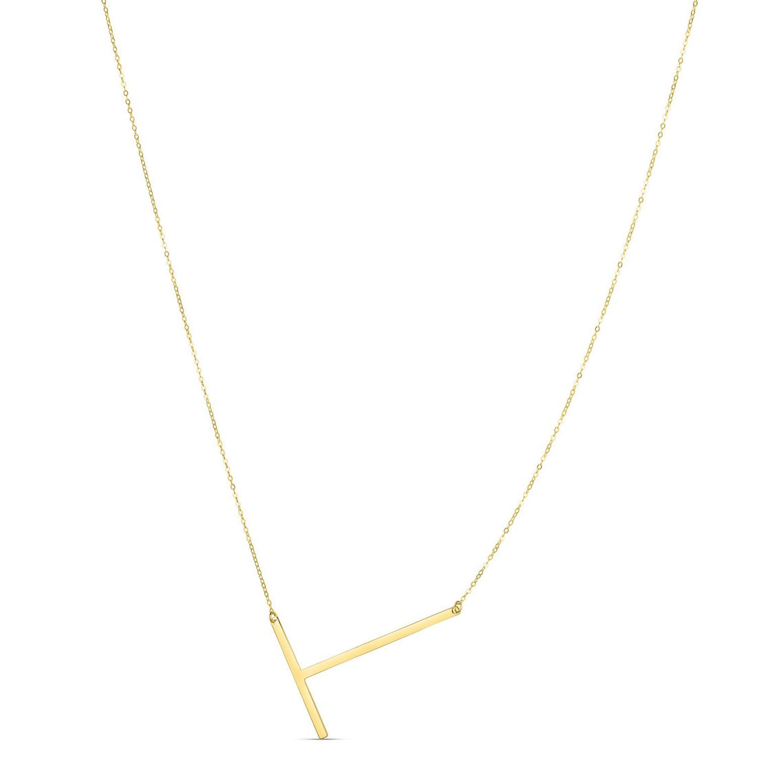 14K Yellow Gold Yours Truly Large Initial T Necklace for Women | Yene Store