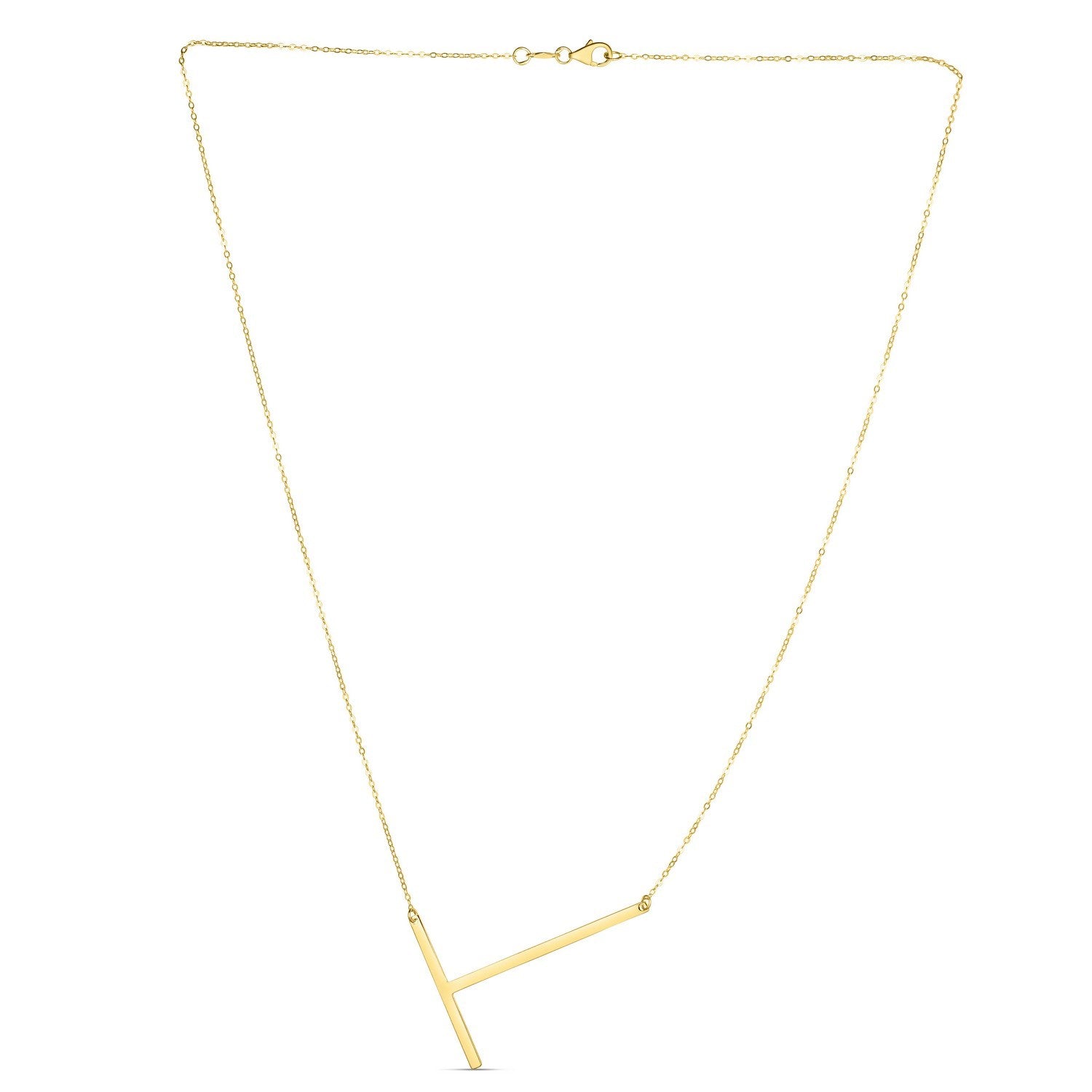 14K Yellow Gold Yours Truly Large Initial T Necklace for Women | Yene Store