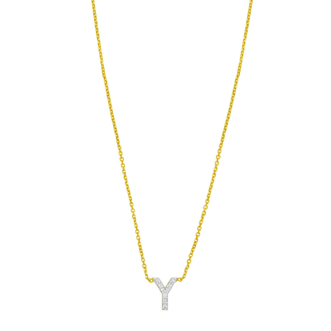 14K Yellow Gold Mini Diamond Y Initial Pendant Necklace for Women | Yene Store