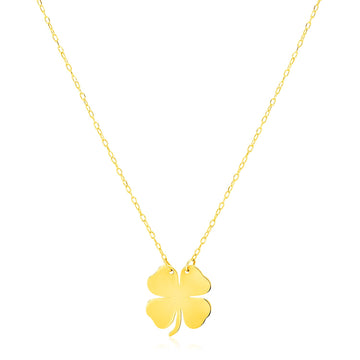 14K Yellow Gold Four Leaf Clover Necklace for Women | Yene Store