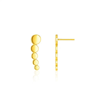 14k Yellow Gold Graduated Circles Climber Post Earrings for Women | Yene Store