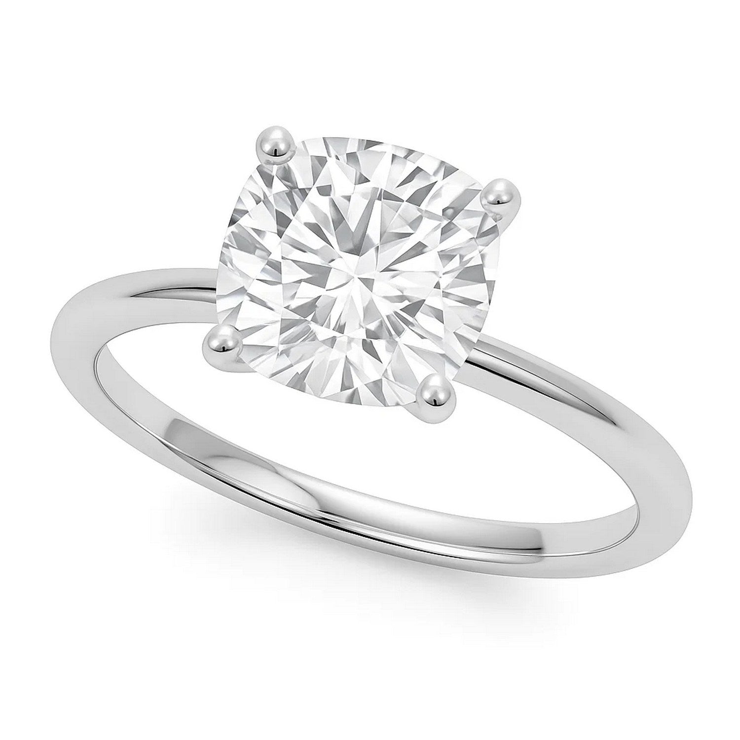 5 Carat Cushion Lab Grown IGI G/VS1 Diamond Solitaire Ring in 10K White Gold