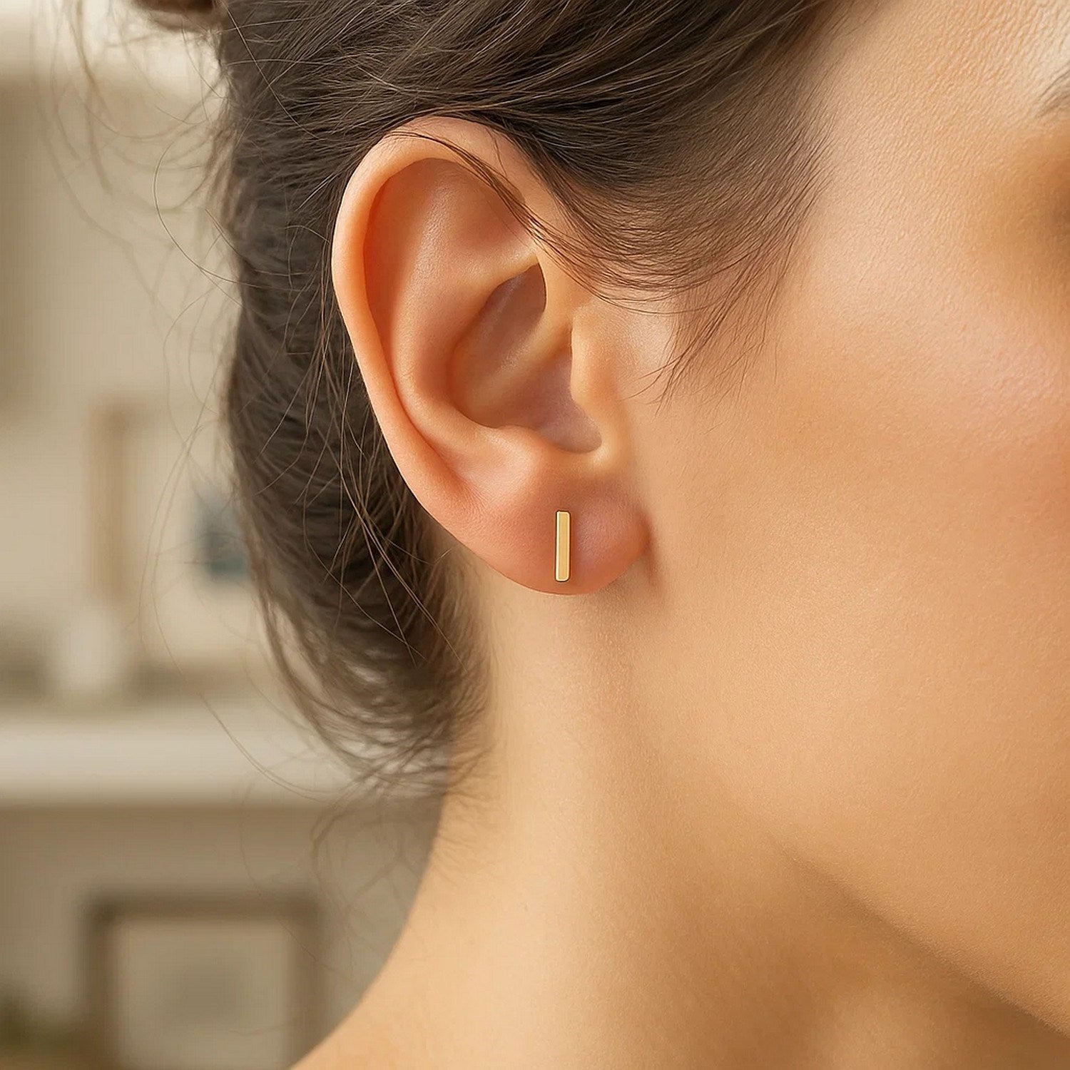 14K Yellow Gold Yours Truly Initial I Stud Earrings for Women | Yene Store 