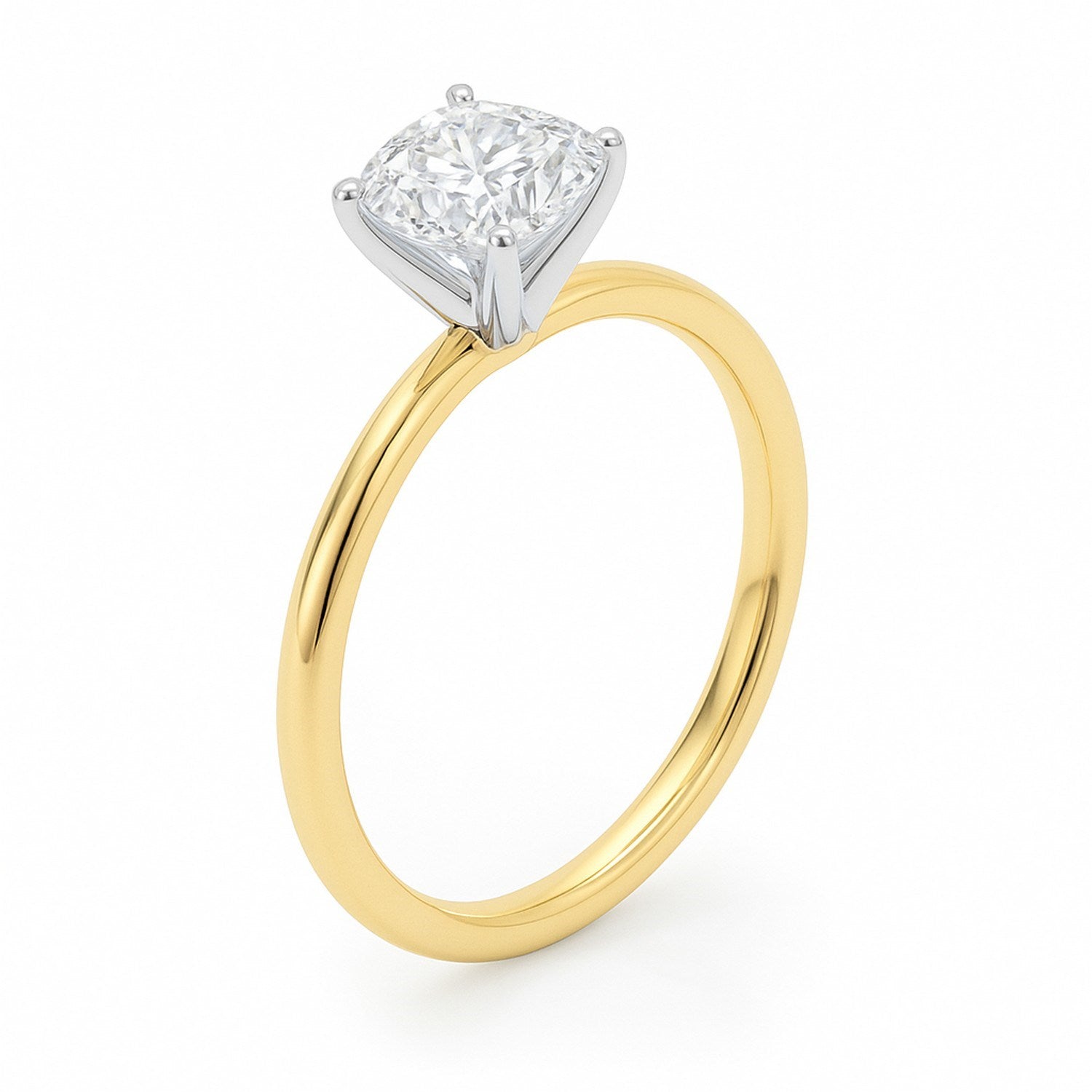 1.50Ct Cushion Lab Grown IGI G/VS1 Diamond Ring in 14K Yellow Gold