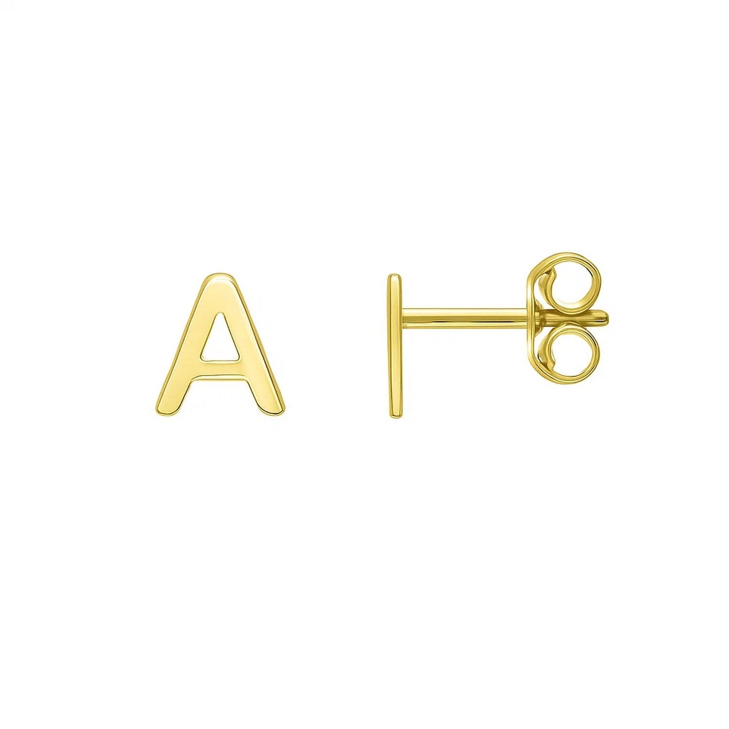 14K Yellow Gold Yours Truly Initial A Stud Earrings for Women | Yene Store