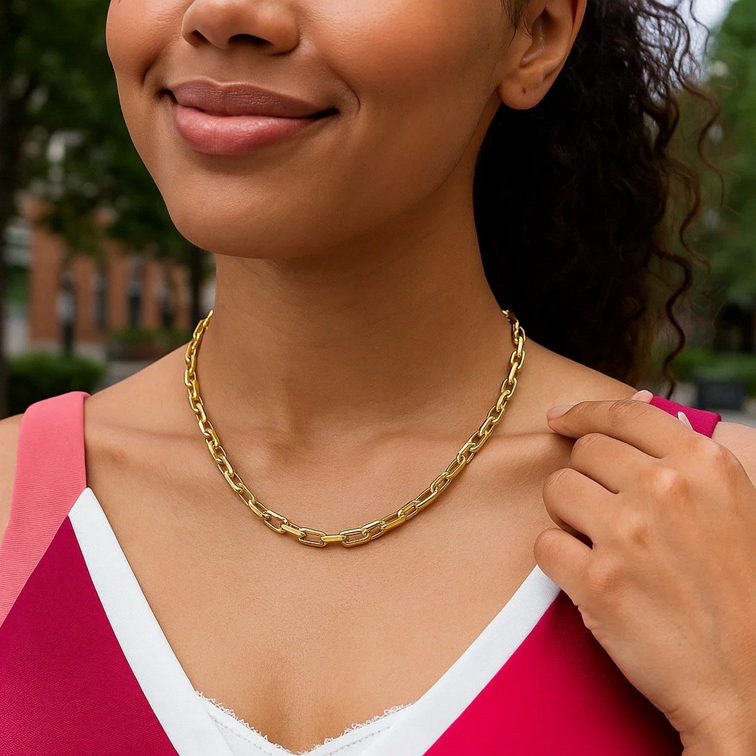 14k Yellow Gold French Cable Link Necklace (6mm) for Women | Yene Store
 