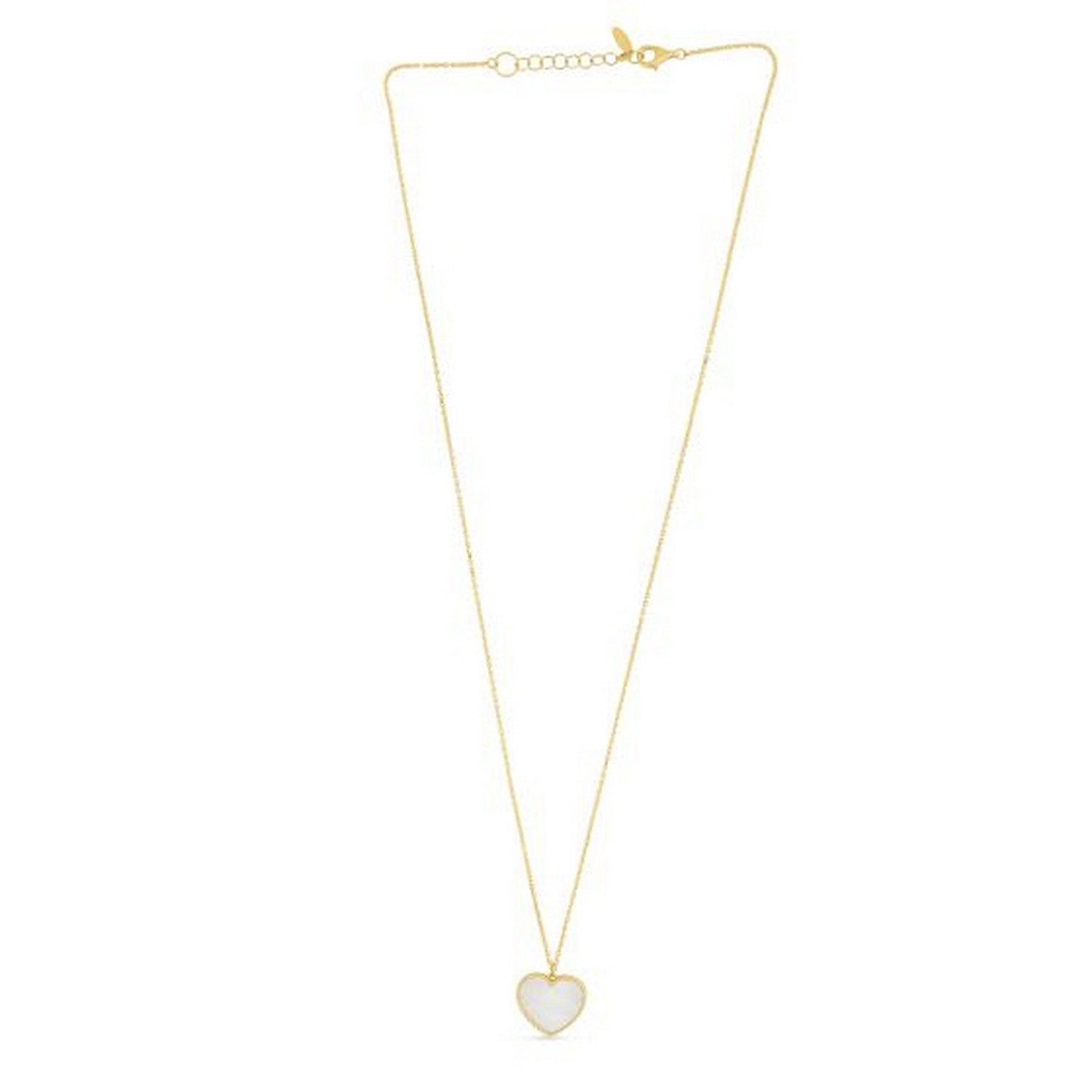 14k Yellow Gold High Polish Heart Pearl Paste Necklace for Women | Yene store