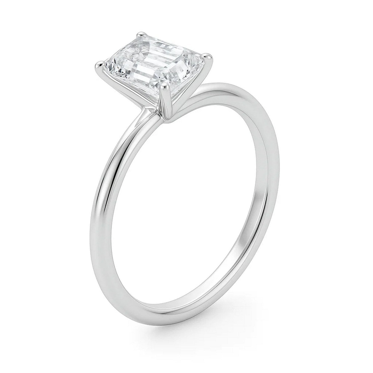 3 Carat Emerald Lab Grown IGI G/VS1 Diamond Solitaire Ring in 14K White Gold