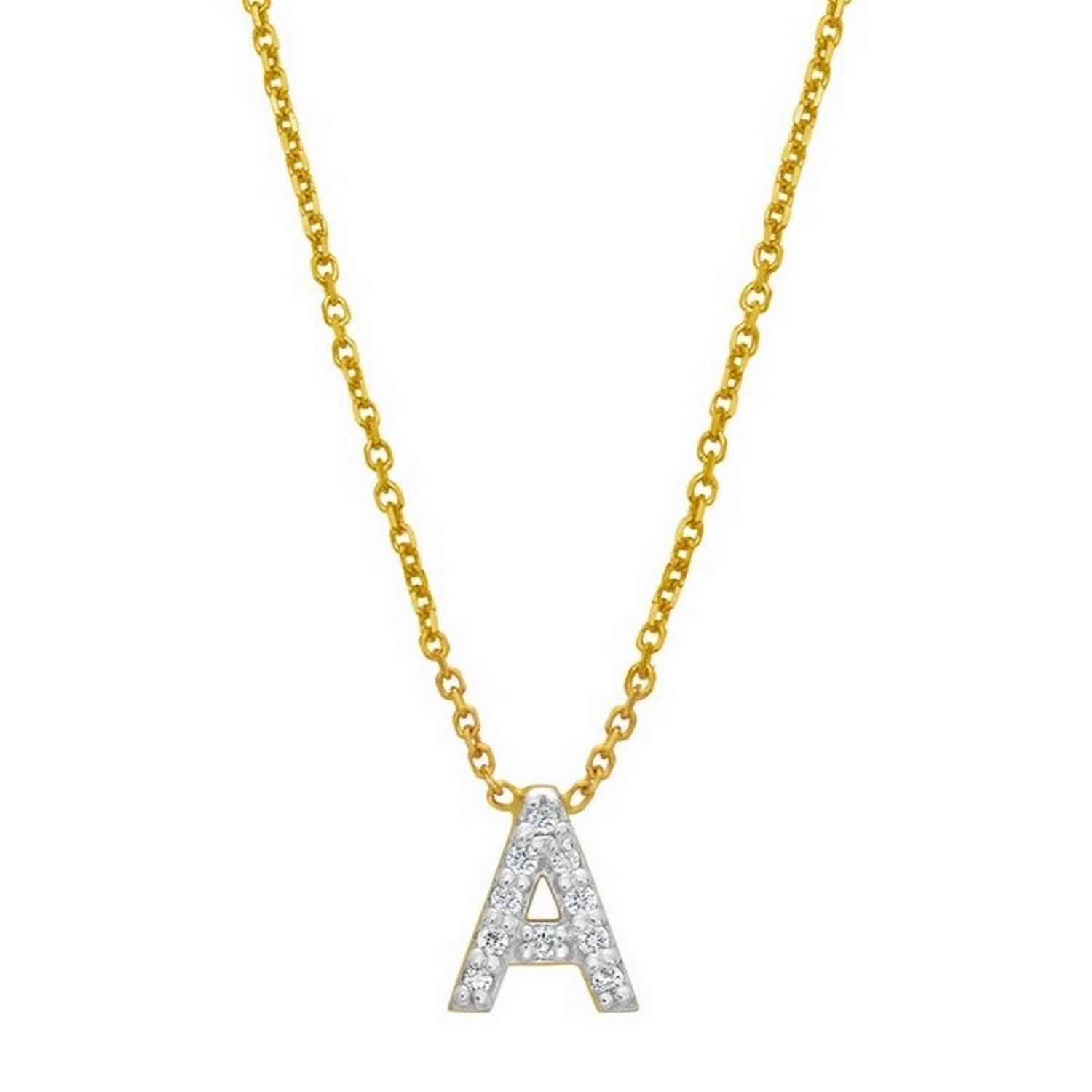 14K Yellow Gold Mini Diamond A Initial Pendant Necklace for Women | Yene Store