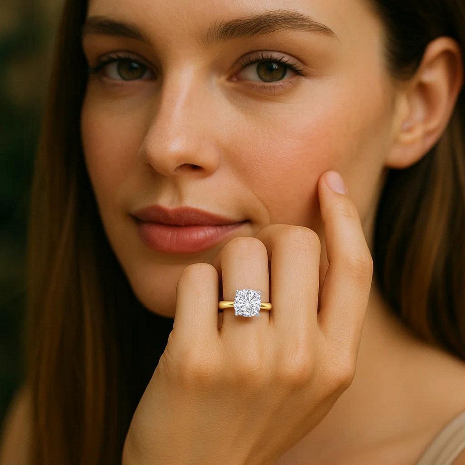 2 Carat Cushion Lab Grown IGI G/VS1 Diamond Solitaire Ring in 14K Yellow Gold