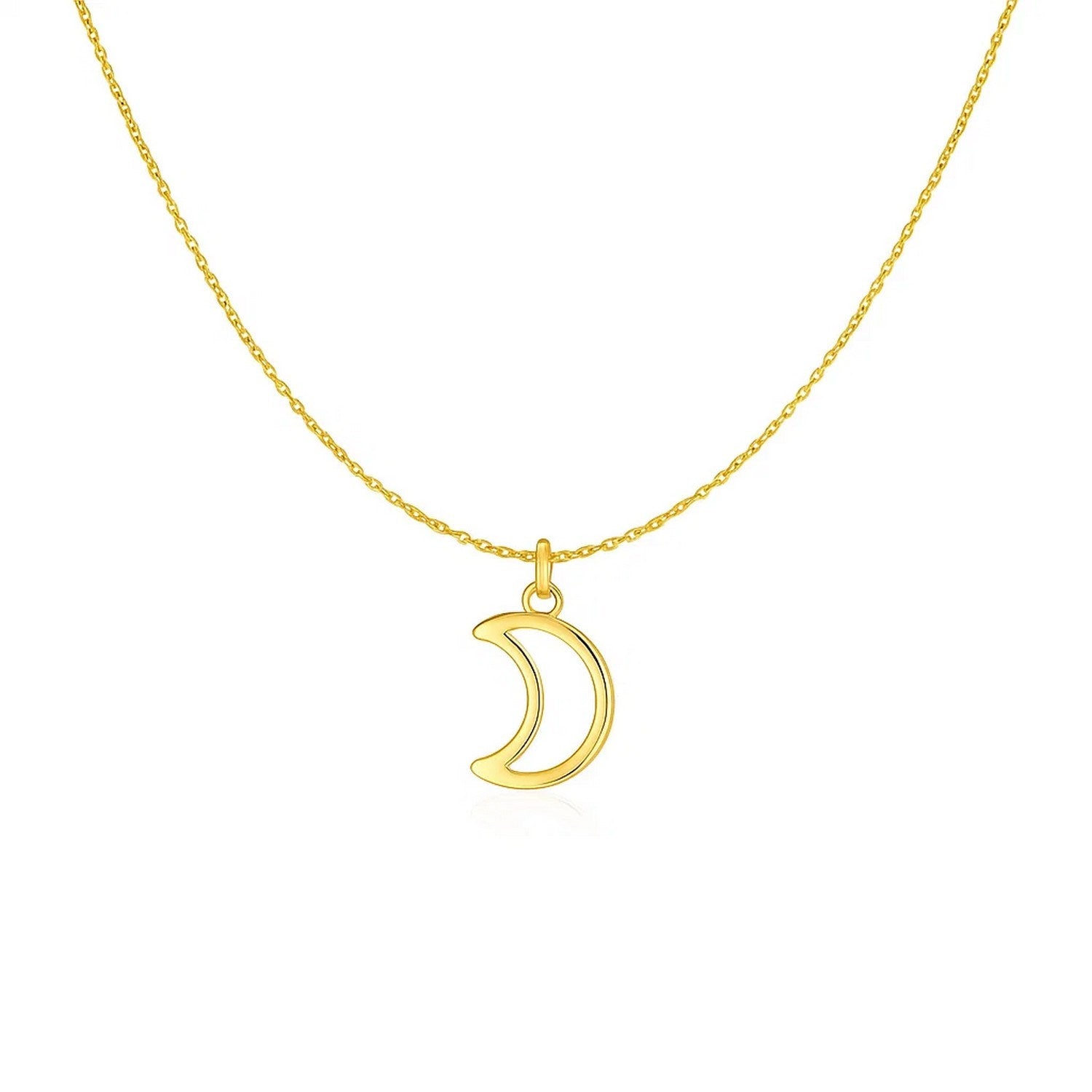 14k Yellow Gold Necklace with Moon for Women | Yene Store
