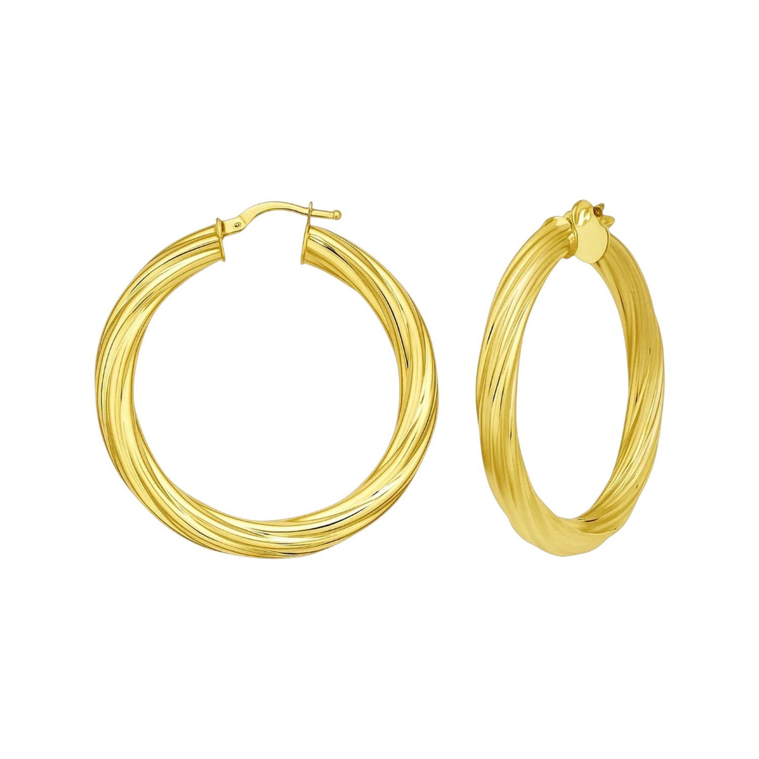 14K Yellow Gold Full Twist Large Hoops Earrings for Women | Yene Store