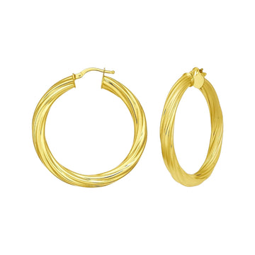14K Yellow Gold Full Twist Large Hoops Earrings for Women | Yene Store