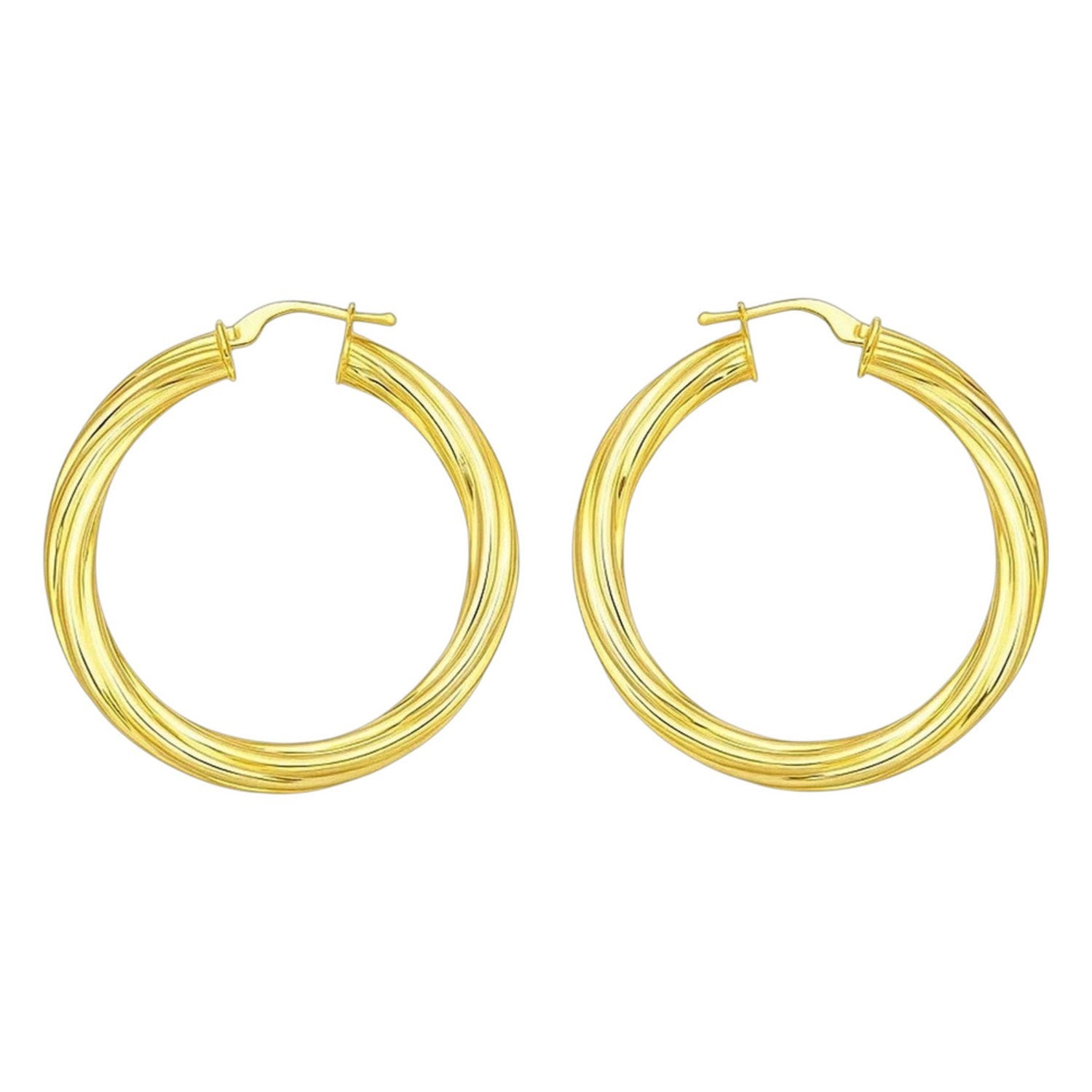 14K Yellow Gold Full Twist Large Hoops Earrings for Women | Yene Store 