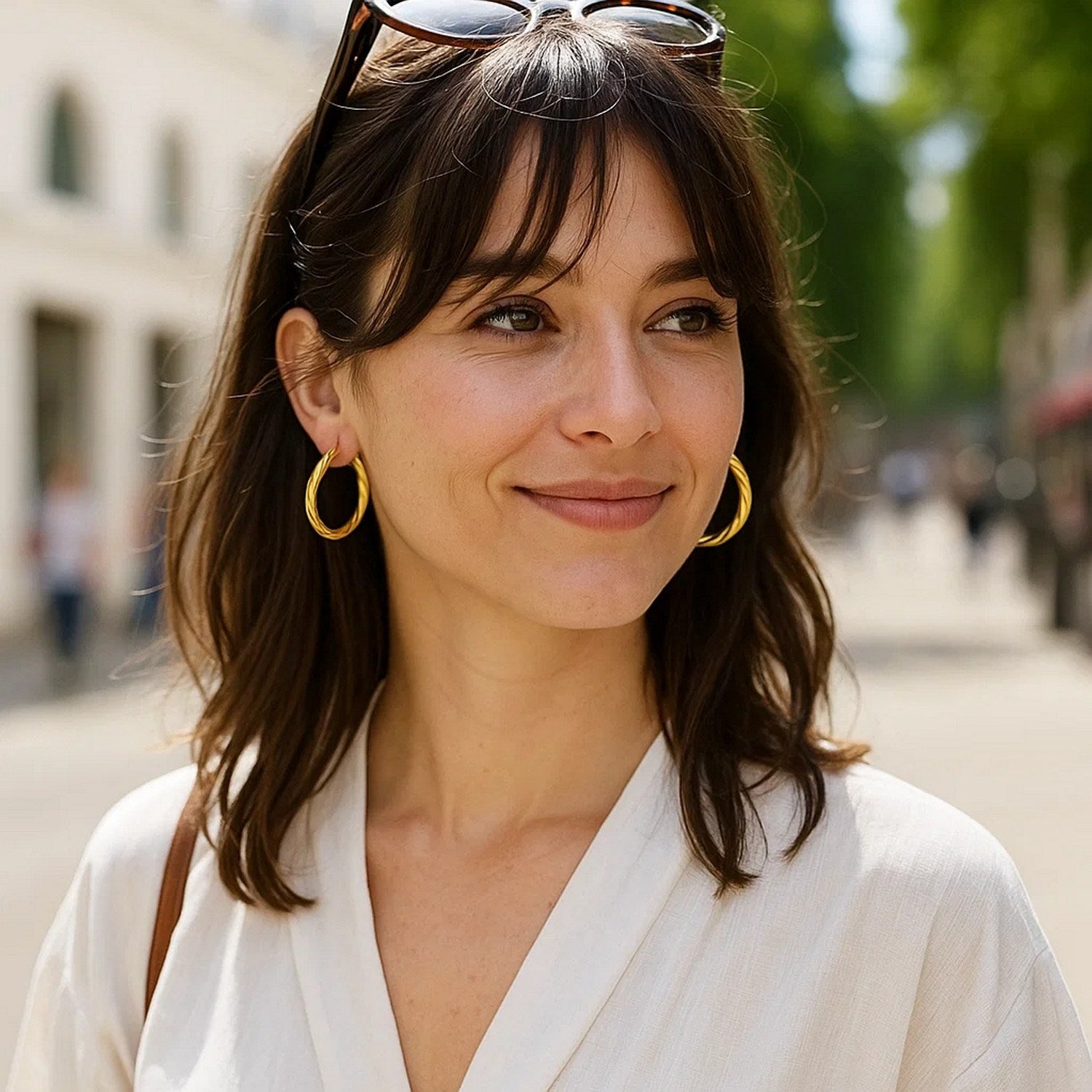 14K Yellow Gold Full Twist Large Hoops Earrings for Women | Yene Store 