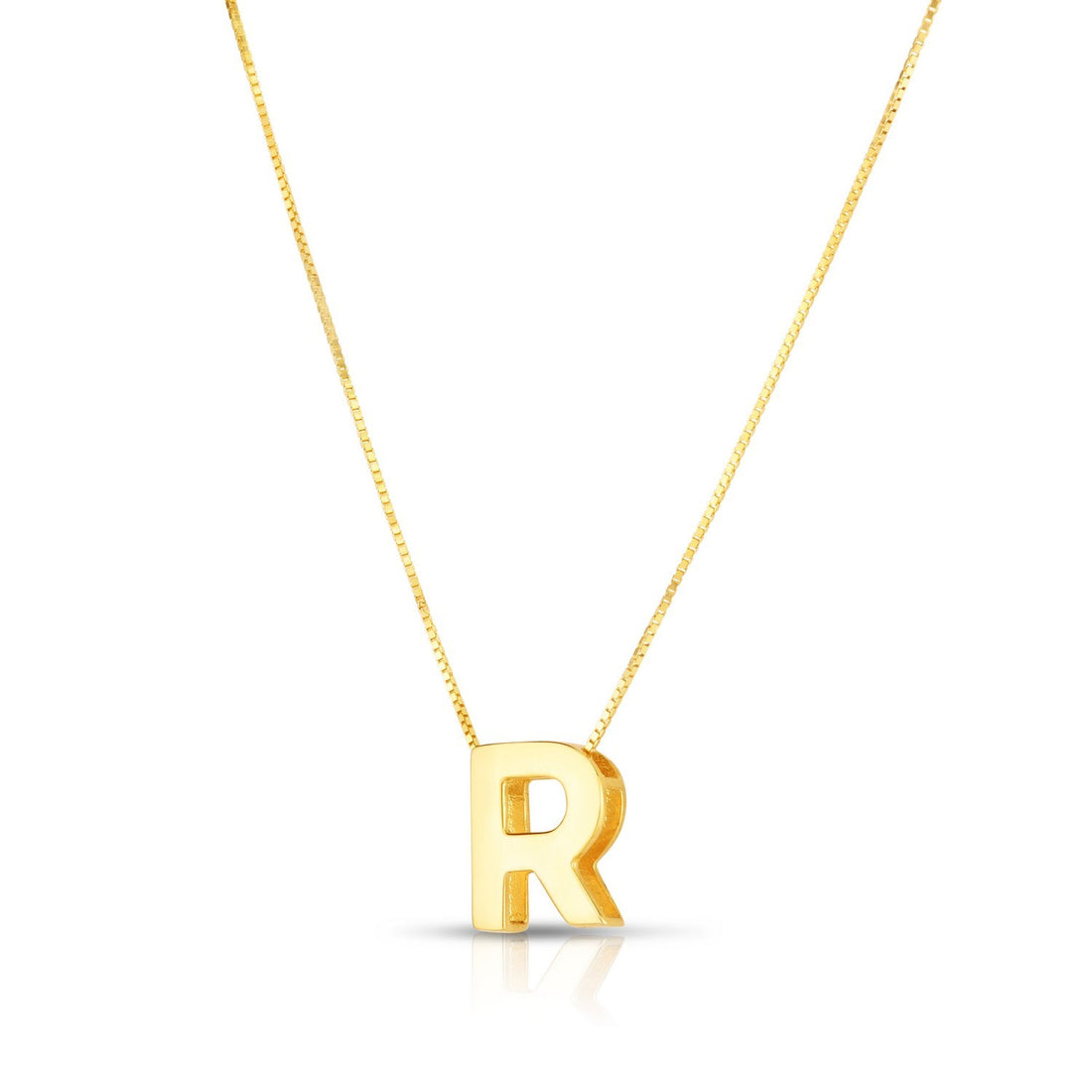 14K Yellow Gold Yours Truly Block Letter Initial R Necklace for Women | Yene Store 