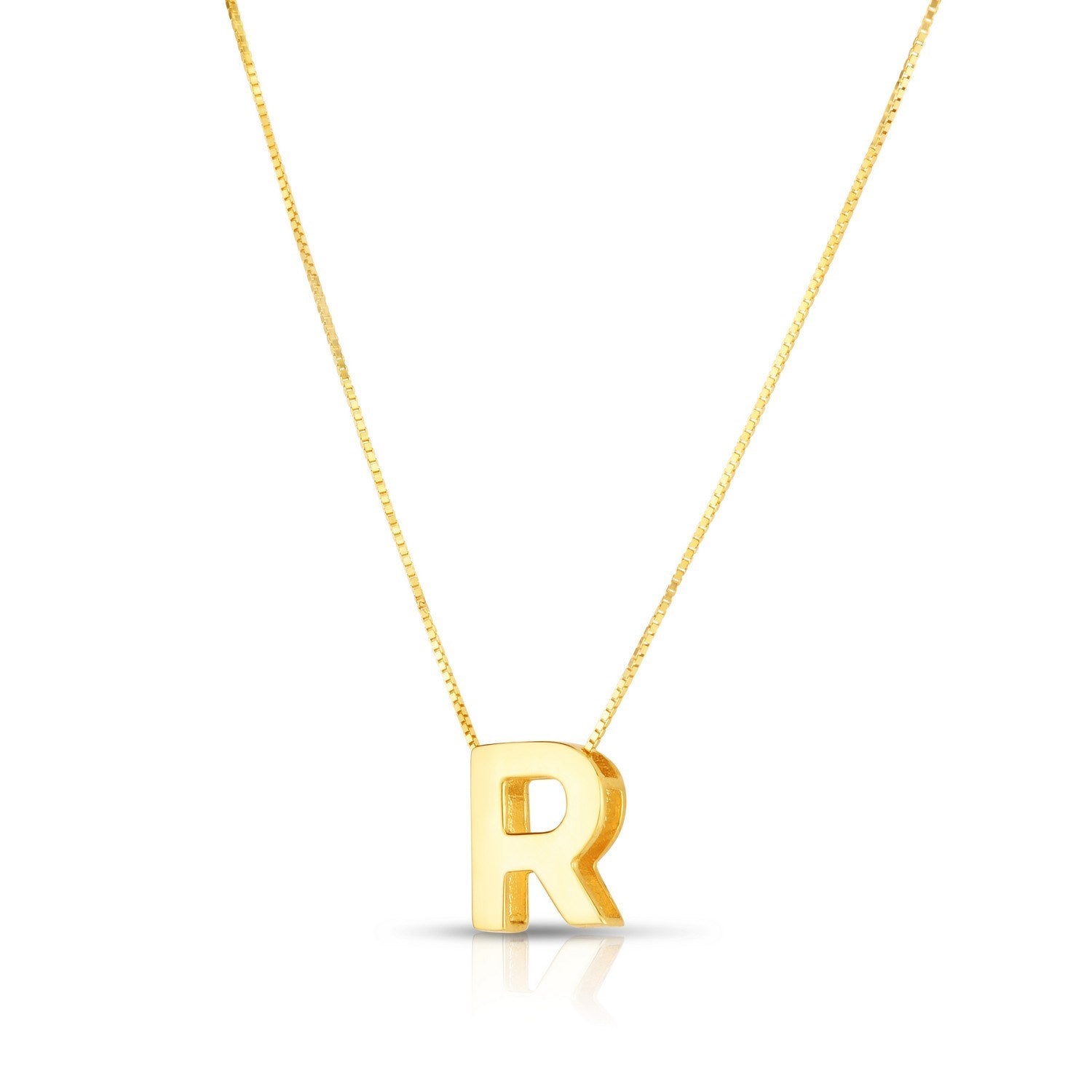 14K Yellow Gold Yours Truly Block Letter Initial R Necklace for Women | Yene Store 