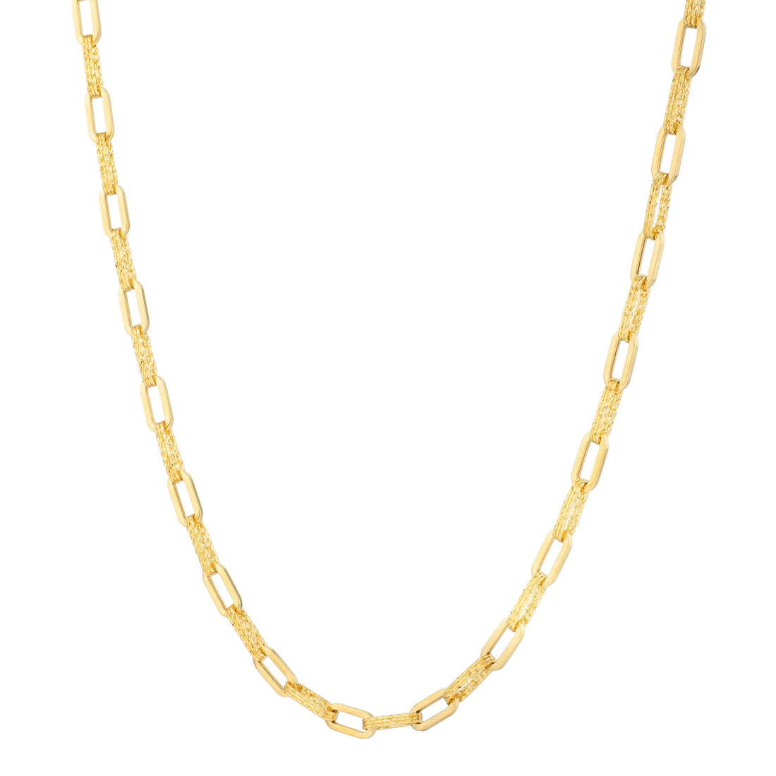 14k Yellow Gold Diamante Paperclip Chain Necklace for Women | Yene Store 